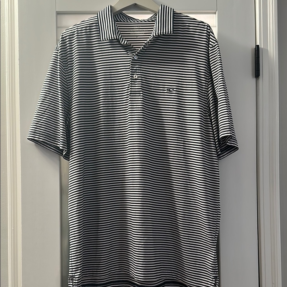 Vineyard Vines men’s White and Blue performance Polo